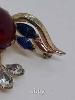 Vintage Trifari Red Glass Jelly Belly Fish Brooch 1952 Alfred Philippe