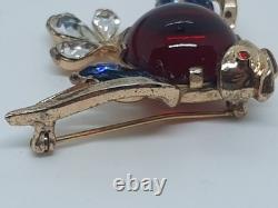 Vintage Trifari Red Glass Jelly Belly Fish Brooch 1952 Alfred Philippe