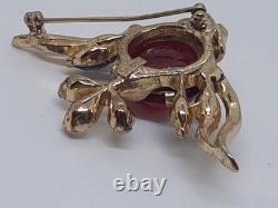 Vintage Trifari Red Glass Jelly Belly Fish Brooch 1952 Alfred Philippe