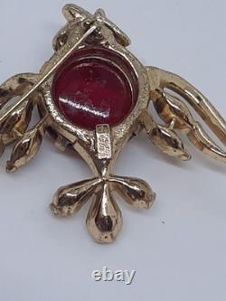 Vintage Trifari Red Glass Jelly Belly Fish Brooch 1952 Alfred Philippe