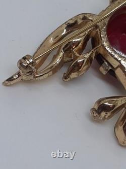 Vintage Trifari Red Glass Jelly Belly Fish Brooch 1952 Alfred Philippe