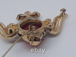 Vintage Trifari Red Glass Jelly Belly Fish Brooch 1952 Alfred Philippe