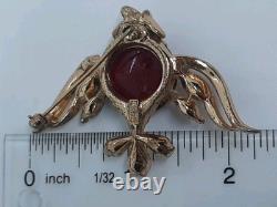 Vintage Trifari Red Glass Jelly Belly Fish Brooch 1952 Alfred Philippe