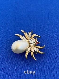 Vintage Trifari Spider JELLY BELLY Brooch Pearl Alfred Philippe L@@K! L@@K