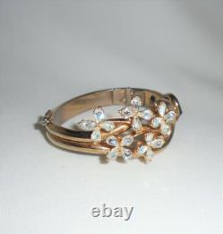 Vintage Trifari Starflower Rhinestone Hinged Bracelet 1951 Alfred Philippe