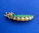 Vintage Trifarri Alfred Philippe Green Enamel Pea Pod Faux Pearl Pin Mint Cond