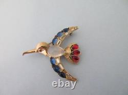 Vintage signed TRIFARI moghul kingfisher bird brooch pin alfred philippe