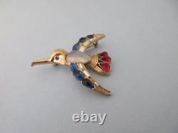 Vintage signed TRIFARI moghul kingfisher bird brooch pin alfred philippe