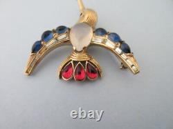 Vintage signed TRIFARI moghul kingfisher bird brooch pin alfred philippe