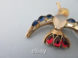Vintage signed TRIFARI moghul kingfisher bird brooch pin alfred philippe