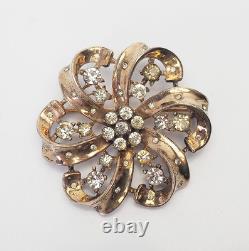 Vintage sterling silver crystals round ornate pin crown Trifari Alfred Philippe