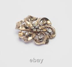 Vintage sterling silver crystals round ornate pin crown Trifari Alfred Philippe