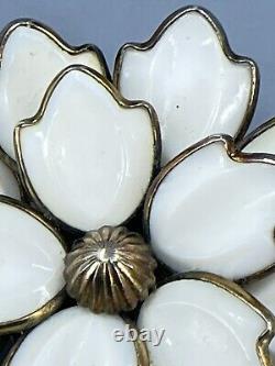 Vintage trifari brooch flower Philippe carved glass 2 tiered 3.5 inches pat pend