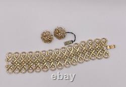 Vntg 1952 Alfred Philippe Trifari Gold Swirl RS Bracelet & Earrings JCS