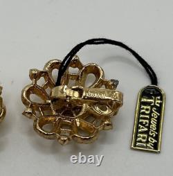 Vntg 1952 Alfred Philippe Trifari Gold Swirl RS Bracelet & Earrings JCS