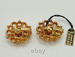 Vntg 1952 Alfred Philippe Trifari Gold Swirl RS Bracelet & Earrings JCS