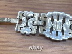 Vtg 1930s KTF Trifari Alfred Philippe Deco Wide Rhinestone Rhodium Pl BRACELET
