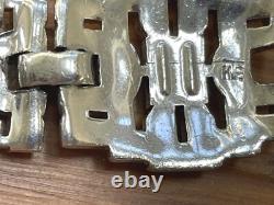Vtg 1930s KTF Trifari Alfred Philippe Deco Wide Rhinestone Rhodium Pl BRACELET