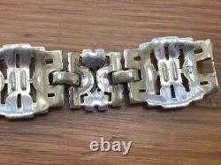 Vtg 1930s KTF Trifari Alfred Philippe Deco Wide Rhinestone Rhodium Pl BRACELET