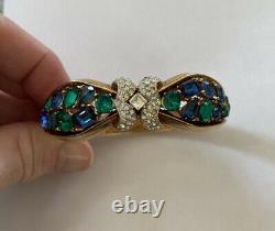 Vtg 1950trifarialfred Philippe Jeweled Symphonygreen Blu Rhinestone Bracelet