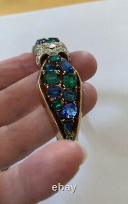 Vtg 1950trifarialfred Philippe Jeweled Symphonygreen Blu Rhinestone Bracelet