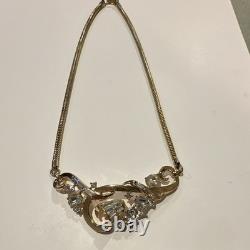 Vtg 1952 Crown Trifari Alfred Philippe Promenade Necklace Gold Rhinestone Choker