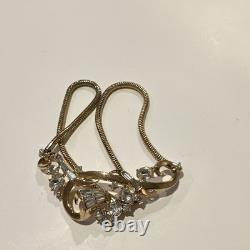 Vtg 1952 Crown Trifari Alfred Philippe Promenade Necklace Gold Rhinestone Choker