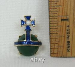 Vtg 1953 Signed Trifari Alfred Philippe Orb Collection Pin Blue Green Enamel