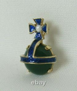 Vtg 1953 Signed Trifari Alfred Philippe Orb Collection Pin Blue Green Enamel