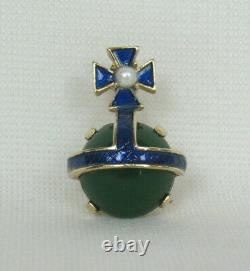 Vtg 1953 Signed Trifari Alfred Philippe Orb Collection Pin Blue Green Enamel