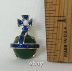 Vtg 1953 Signed Trifari Alfred Philippe Orb Collection Pin Blue Green Enamel