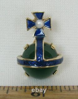 Vtg 1953 Signed Trifari Alfred Philippe Orb Collection Pin Blue Green Enamel