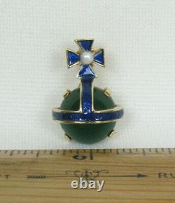 Vtg 1953 Signed Trifari Alfred Philippe Orb Collection Pin Blue Green Enamel