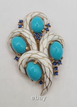 Vtg 1960's Crown Trifari L'Orient Alfred Philippe Enamel Pin Brooch Earring Set