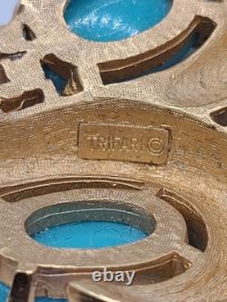 Vtg 1960's Crown Trifari L'Orient Alfred Philippe Enamel Pin Brooch Earring Set