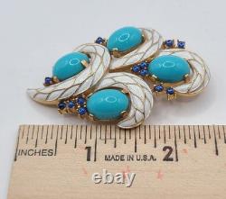 Vtg 1960's Crown Trifari L'Orient Alfred Philippe Enamel Pin Brooch Earring Set