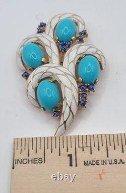 Vtg 1960's Crown Trifari L'Orient Alfred Philippe Enamel Pin Brooch Earring Set