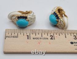 Vtg 1960's Crown Trifari L'Orient Alfred Philippe Enamel Pin Brooch Earring Set