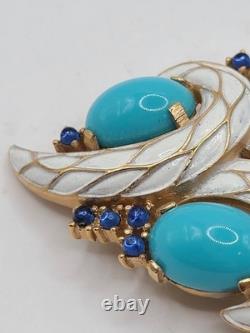 Vtg 1960's Crown Trifari L'Orient Alfred Philippe Enamel Pin Brooch Earring Set