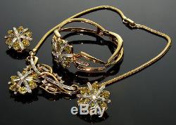 Vtg 40's Crown Trifari Alfred Philippe Diamante Necklace, Bracelet, Earrings
