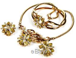 Vtg 40's Crown Trifari Alfred Philippe Diamante Necklace, Bracelet, Earrings