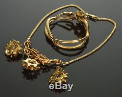 Vtg 40's Crown Trifari Alfred Philippe Diamante Necklace, Bracelet, Earrings