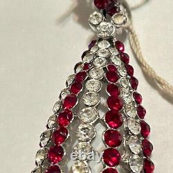 Vtg 60s Crown Trifari Red Rhinestone Drop Screwback Earrings Alfred Philippe Tag