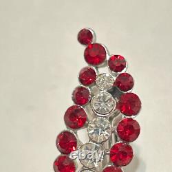 Vtg 60s Crown Trifari Red Rhinestone Drop Screwback Earrings Alfred Philippe Tag