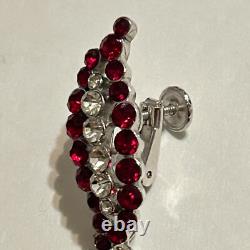 Vtg 60s Crown Trifari Red Rhinestone Drop Screwback Earrings Alfred Philippe Tag