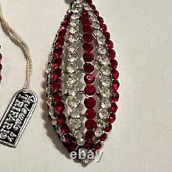 Vtg 60s Crown Trifari Red Rhinestone Drop Screwback Earrings Alfred Philippe Tag
