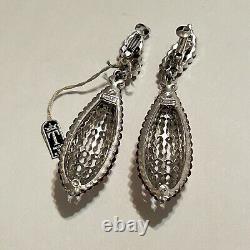 Vtg 60s Crown Trifari Red Rhinestone Drop Screwback Earrings Alfred Philippe Tag