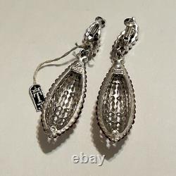 Vtg 60s Crown Trifari Red Rhinestone Drop Screwback Earrings Alfred Philippe Tag