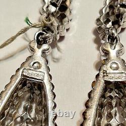 Vtg 60s Crown Trifari Red Rhinestone Drop Screwback Earrings Alfred Philippe Tag