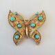 Vtg Alfred Philippe Crown TRIFARI Gold Coral Turquoise Butterfly Brooch